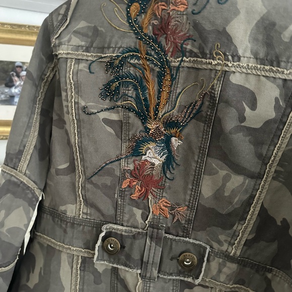 Jackets & Blazers - Embroidered Camouflage Jacket